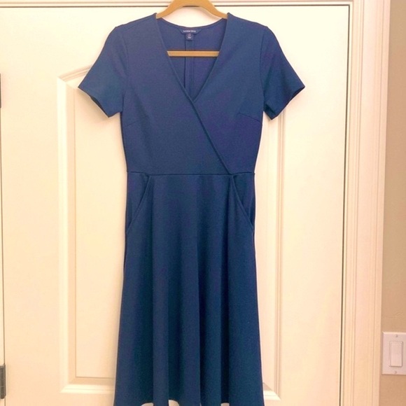 Lands End Midi Dress Women’s Navy cross front pockets Preppy Nautical classic XS - Picture 1 of 7